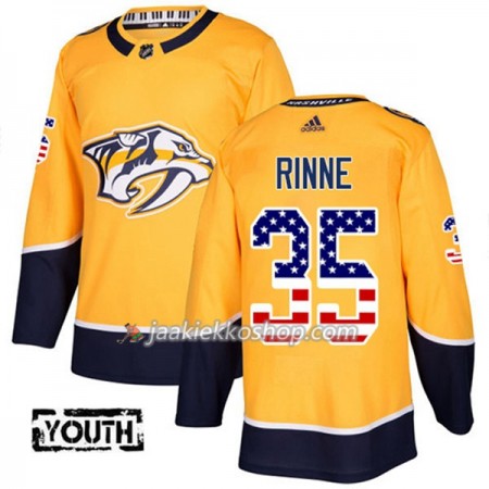 Lapsille NHL Nashville Predators Pelipaita Pekka Rinne 35 Adidas 2017-2018 Kulta USA Flag Fashion Authentic